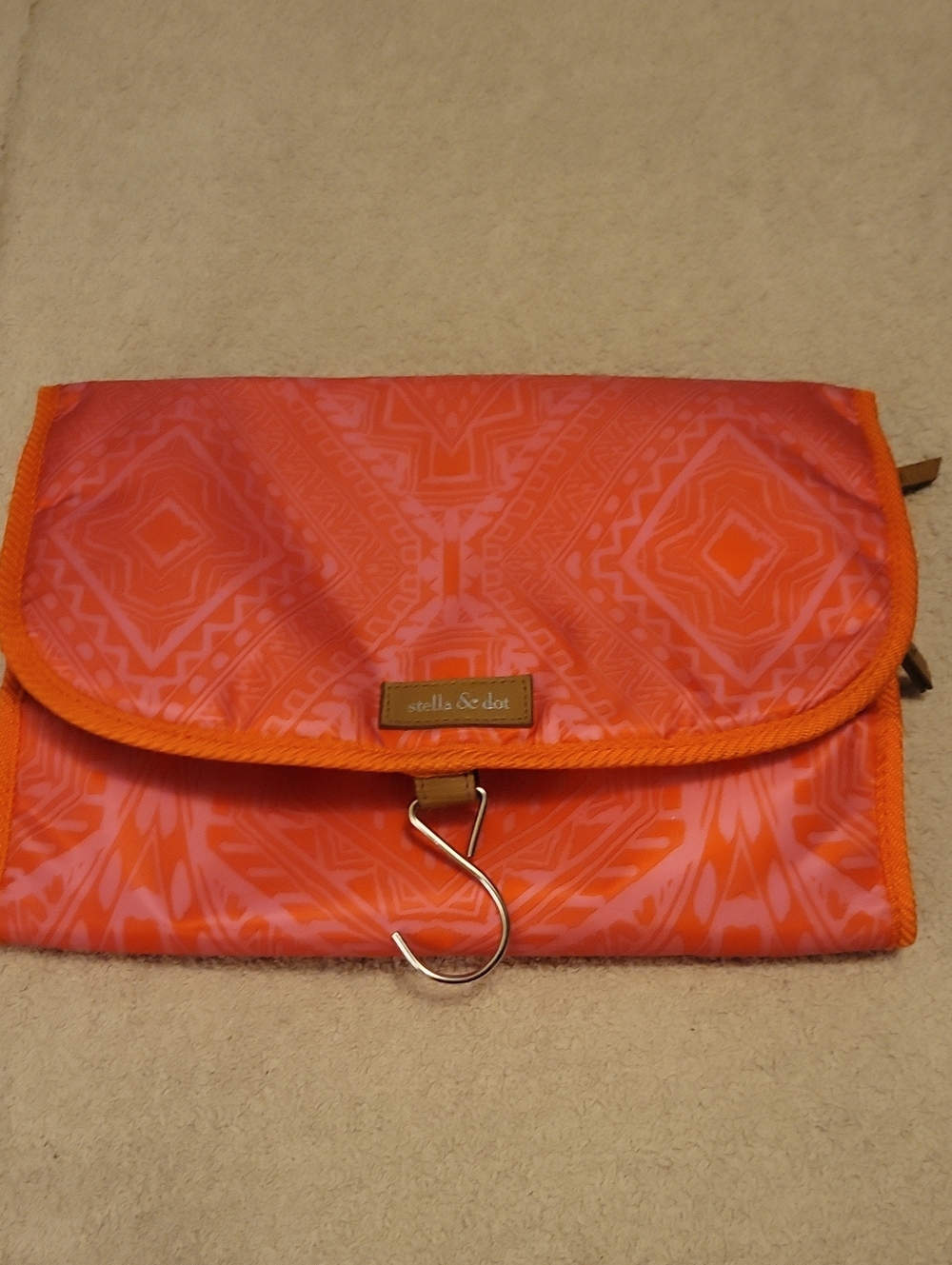 Stella & Dot Orange Geometric Travel Jewelry Roll